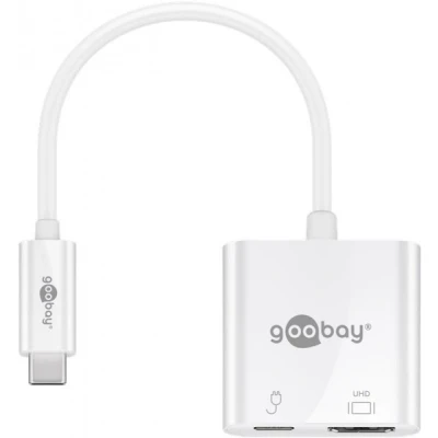 Afbeelding van Goobay USB C adapter HDMI 4k60Hz, PD, wit voegt een verbinding toe aan apparaat