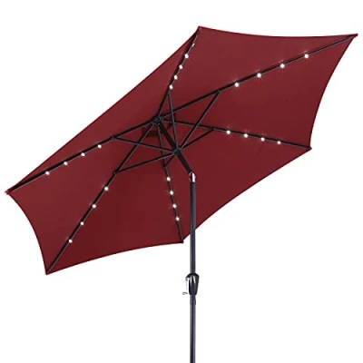 Afbeelding van Kingsleeve Parasol LED Verlichting Zonne energie Ø270cm Rood