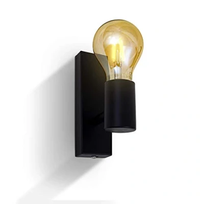 Afbeelding van B.K.Licht wandlamp voor binnen industriele zwarte metalen netstroom met 1 lichtpunt draaibar wandspots E27 fitting excl. lichtbron