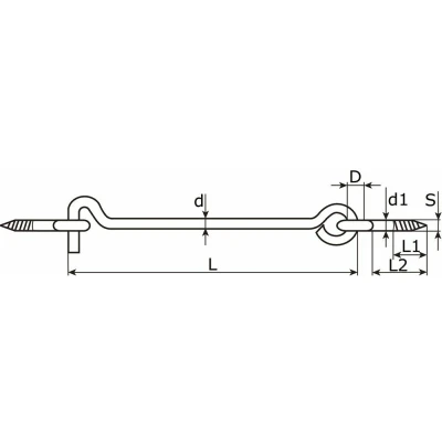Afbeelding van Windhaak Met 2 Schroefogen / 6.00X250 Mm Verzinkt