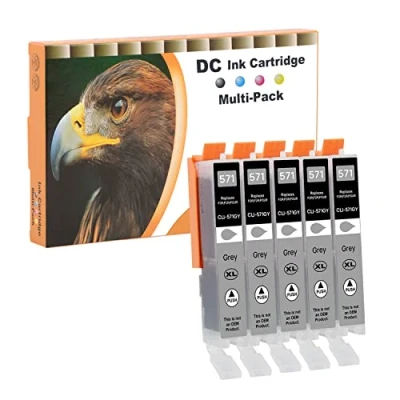 Afbeelding van D&amp;C 5X grijze inktcartridges compatibel met Canon CLI 571 GY voor PIXMA MG5750 MG5753 MG6852 MG5751 MG5752 MG6850 MG6851 MG6853 TS5050 TS5051 TS5053 TS5055 6050 stuks.