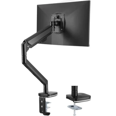 Image de VEVOR Support Écran PC pour Moniteur de 13 35 pouces Bras Réglable en Hauteur Inclinable Rotatif et Pivotant Charge Maximale 12 kg 2 Options Montage VESA 75x75 mm 100x100 Bureau