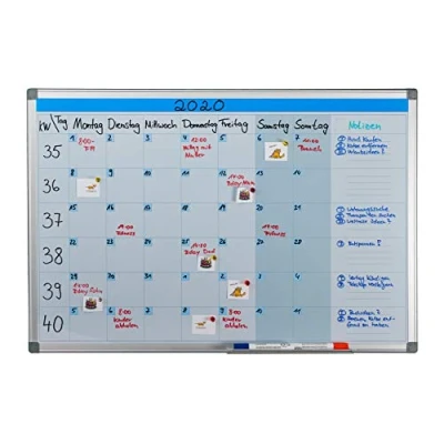 Afbeelding van Relaxdays whiteboard planner magneetbord planbord memobord magnetisch 60 x 90 cm weekplanner