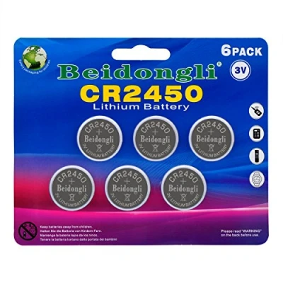 Afbeelding van CR2450 3 V lithium batterij knop hoek cel voor watches rekenmachines led kaarsen (6 stuks)