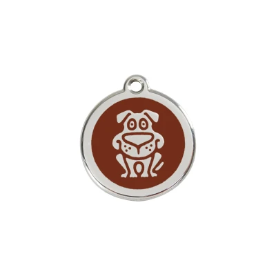 Afbeelding van Dog Brown roestvrijstalen hondenpenning small/klein dia. 2 cm RedDingo