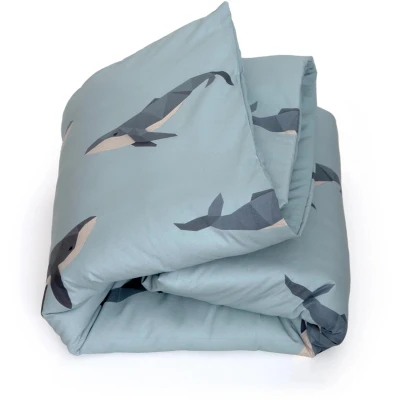 Afbeelding van Studio Ditte kinderdekbedovertrek walvis 140x200/60x70 blauw
