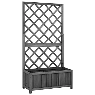 Afbeelding van vidaXL Plantenbak met latwerk voor de tuin, zwart, 70 x 30 135 cm, dennenhout