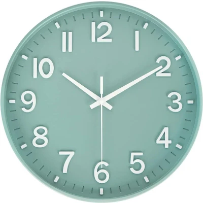 Afbeelding van Tyme Wandklok 30cm Klok Modern Analoog Stil Uurwerk Beam Groen