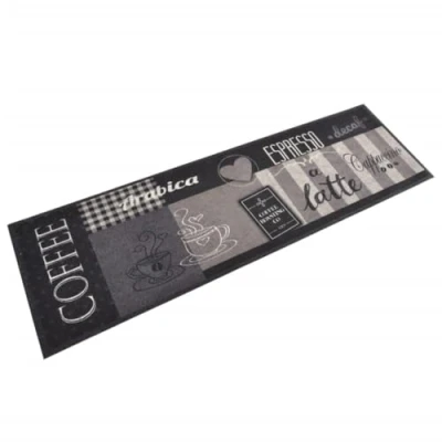 Image de vidaXL Tapis de cuisine lavable impression café noir 45x150 cm velours136555