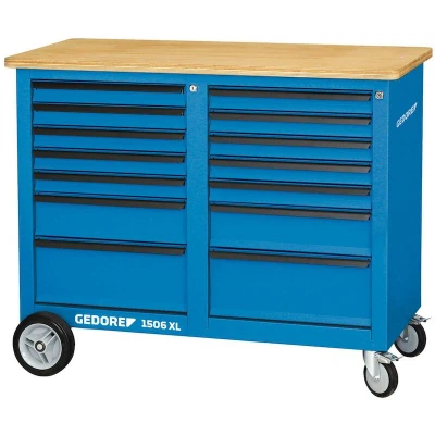Afbeelding van Gedore 2528088 1506 XL 2511 werkbank op wielen, 1,25 m breed, met 14 laden (b x h d) 1250 985 550 mm