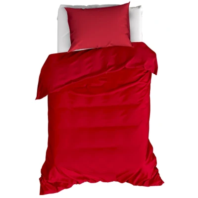 Afbeelding van Moodit Dekbedovertrek Basil Deep Red Eenpersoons 140 x 220 cm Katoen