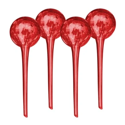 Afbeelding van Relaxdays waterdruppelaar glas set van 4 waterbol balkon en kamerplanten 350 ml rood