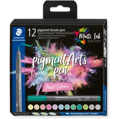 Afbeelding van Staedtler Pigment Arts brush pen, etui van 12 stuks, Pastel Colours brushpen