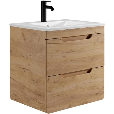 Afbeelding van Vente unique Hangend badkamermeubel met inbouwwastafel Naturel 60 cm ARUBA