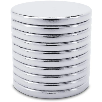 Afbeelding van Sensei Neodymium magneten, rond, 20 x 2 mm, 10 stuks, kleine schijfmagneten, zeer sterke magneten voor magneetbord, koelkast