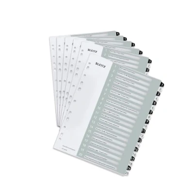 Afbeelding van Leitz WOW printbare index, 20 tabs, zwart wit 6 stuks