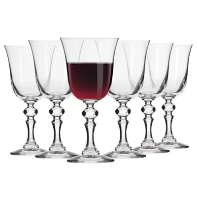 Afbeelding van Kleine rode wijnglazen, set van 6, 220 ml, Krista collectie, kristalglas, perfect voor thuis, restaurants en feesten, vaatwasmachinebestendig