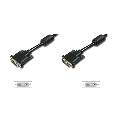 Afbeelding van Digitus AK 320101 020 S DVI kabel Aansluitkabel D 24+1 polige stekker, stekker 2.00 m Zwart Schroefbaar, Met Ferrietkern