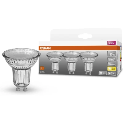 Afbeelding van OSRAM LED lamp Spot GU10 2,6W 230 lumen warm wit niet dimbaar 3 stuks