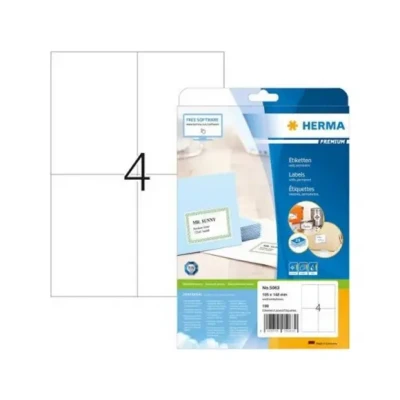 Afbeelding van Etiket HERMA 5063 105x148mm A6 premium wit 100stuks