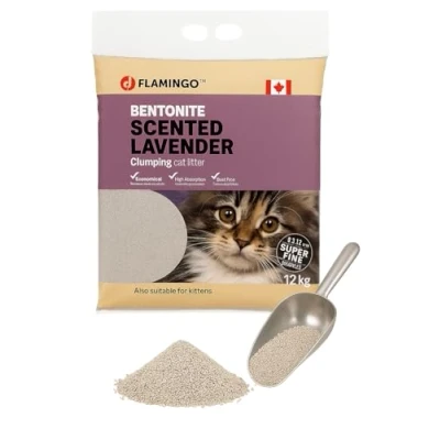 Afbeelding van Bentoniet Kattenbakvulling met lavendelgeur fijne korrels, 12 kg, agglomererend en ultra absorberend