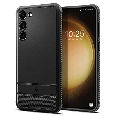 Image de Spigen Rugged Armor Coque de protection pour téléphone portable polyuréthanne thermoplastique (TPU) noir mat Samsung Galaxy S23