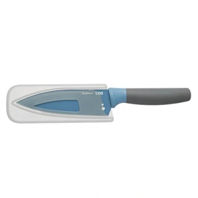 Afbeelding van LEO Klein koksmes met kruidenstripper blauw 14 cm beschermhoes Blue