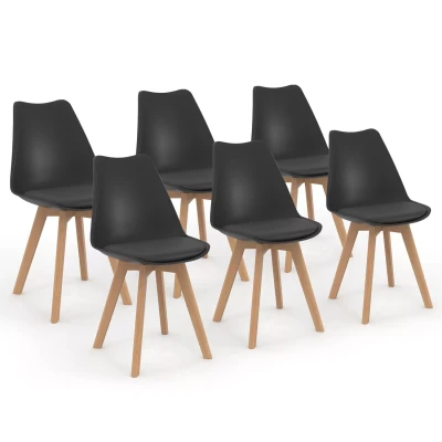 Image de Lot de 6 chaises scandinaves SARA noires pour salle à manger