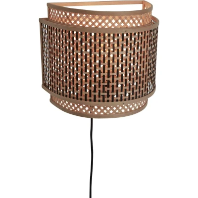 Afbeelding van GOOD&amp;MOJO Wandlamp Bhutan Bamboe/Zwart 32x16x27cm Bruin