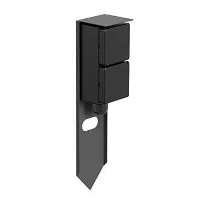 Afbeelding van ledscom.de PIWI Tuincontactdoos zuil met grondpen voor buiten, IP44, 2 voudig, antraciet, kunststof, vierkant, 30 cm, buitenstopcontact