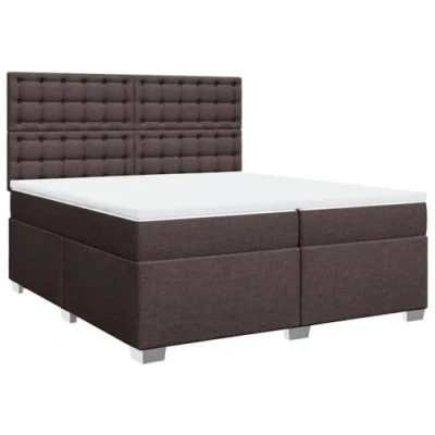 Afbeelding van vidaXL Boxspring met matras stof donkerbruin 200x200 cm