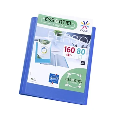 Afbeelding van Viquel Zichtmap voor 160 weergaven A4 Aanpasbare binder Gladde en transparante hoezen Recycle Essential Blauw