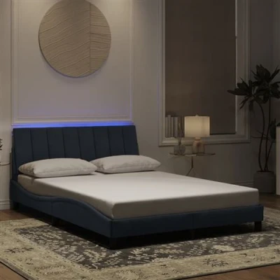 Afbeelding van vidaXL Bedframe met LED verlichting fluweel donkergrijs 140x190 cm