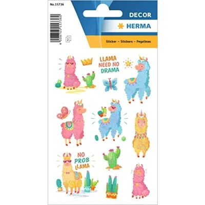Afbeelding van Herma, Stickers, Motief Sticker Llama 2 vellen à 20 stickers Veelkleurig