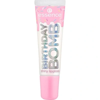 Afbeelding van essence BIRTHDAY BOMB Lippenstift nr. 01, transparant, natuurlijk, glanzend, fris, glinsterend, veganistisch, zonder parabenen, microplasticdeeltjes, nanodeeltjes, 1 stuk (10 ml)