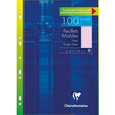 Afbeelding van Clairefontaine 1742C Lot de 50 recharges classeur à anneaux DIN A4, 21 x 29,7 cm, quadrillées, feuilles, 90 g, idéal pour l&#039;école, rose