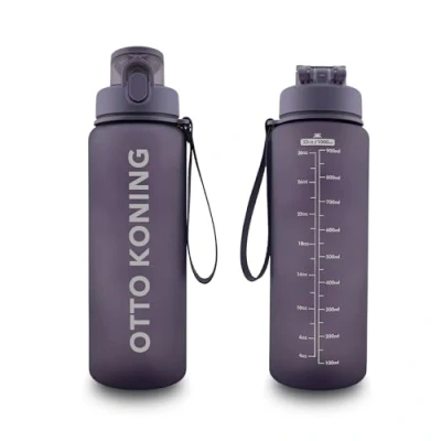 Afbeelding van Otto Koning Waterfles, 1 l, sportwaterfles, Tritan materiaal, BPA vrij en niet giftig, drinkfles met reinigingsborstel, waterdicht, ideaal voor sportschool outdoorsport (MO1000)