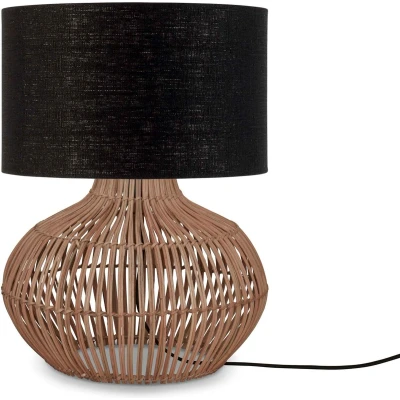 Afbeelding van GOOD&amp;MOJO Tafellamp Kalahari Zwart/Rotan Ø32cm Modern