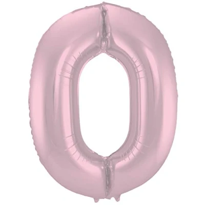 Afbeelding van Folie ballon cijfer 0 Mat Pastel Pink 86cm