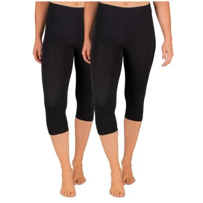 Afbeelding van SES Set van 2 katoenen damesleggings 3/4, zwart.