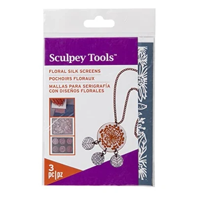 Afbeelding van 2 zeefdruk sjablonen bloemen Sculpey