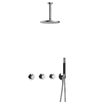 Afbeelding van Hotbath Cobber Regendoucheset IBS70 Chroom Staaf handdouche 20cm Hoofddouche 15cm Plafondbuis Handouche met wandhouder