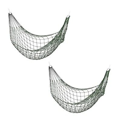Afbeelding van Relaxdays hangmat net set van 2 lichtgewicht 1 persoons tot 120 kg buiten groen