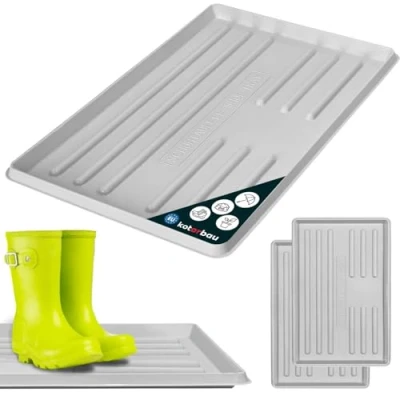 Afbeelding van KOTARBAU® Set van 2 afdruipbakken voor schoenen, 60 x 40 cm, grijs, kunststof, de winter
