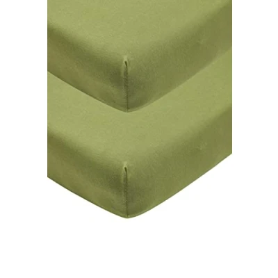 Afbeelding van Meyco Baby Uni hoeslaken wieg 2 pack avocado 40x80/90cm