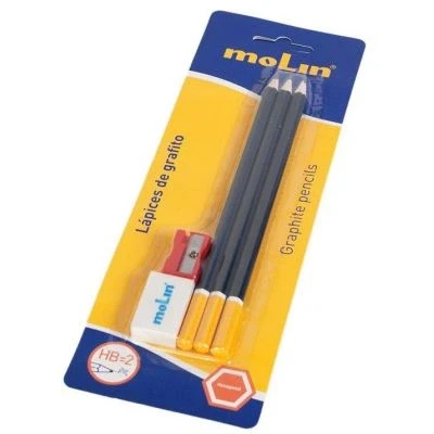 Image de Blister 3 Crayons HB + gomme taille crayon