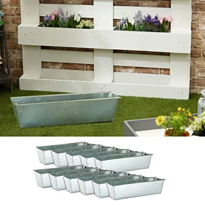 Afbeelding van plantenbak geschikt voor europallets, set van 12, zink, (1 x 12 plantenbakken, zink)