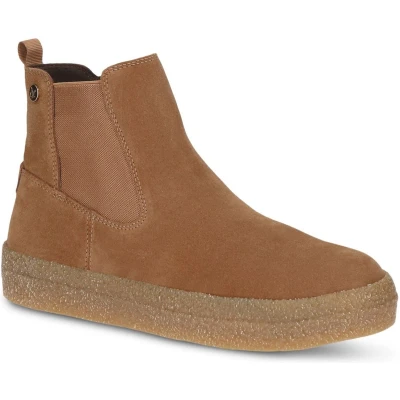 Afbeelding van Caprice Enkellaarsjes met plateauzool, Dames, Maat: 40, Cognac suede Leer en textiel