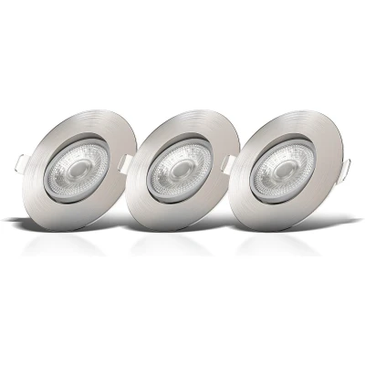 Afbeelding van B.K.Licht LED Inbouwspots 3 stuks dimbaar voor binnen kantelbaar ronde Ø9cm IP23 3.000K 460Lm 4.9W 230V nikkel