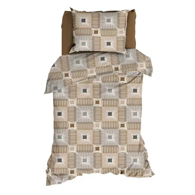 Afbeelding van Romanette Kwadro Dekbedovertrek Eenpersoons 140x200/220 cm Beige